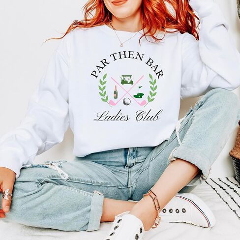 Olive Loves Apple Par Then Bar Ladies Club Sweatshirt for Women Funny Ladies Golfing Sweater in Saudi Arabia