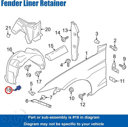 OAUTOO 30pcs 1/4" (6mm) Hole Bumper Cover Fender Liner Splash Shield Retainer Wheel Opening Molding Clip for GM 21077123 Chrysler 6509103AA Ford W705436-S300 in Saudi Arabia