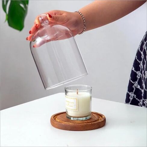 12 * 16cm Big Size Antique Base Different Top Glass Dome Vase Home Decoration Transparent Candle Cover Wedding Friend Favor Gift (1set Ball Dome Base) in Saudi Arabia