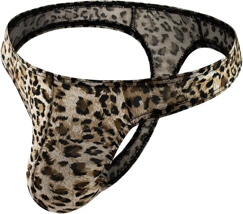 cloudmall Sexy Men's Underwear Thong Low Rise G-String Leopard Print Bulge Pouch Briefs in Saudi Arabia
