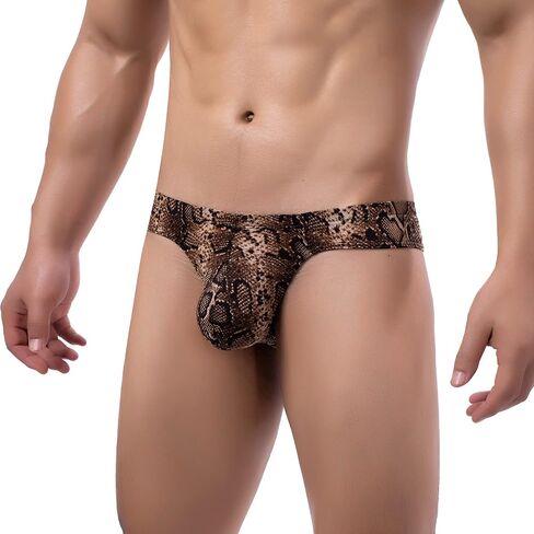 cloudmall Sexy Men's Underwear Thong Low Rise G-String Leopard Print Bulge Pouch Briefs in Saudi Arabia