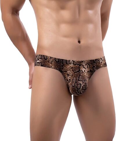 cloudmall Sexy Men's Underwear Thong Low Rise G-String Leopard Print Bulge Pouch Briefs in Saudi Arabia
