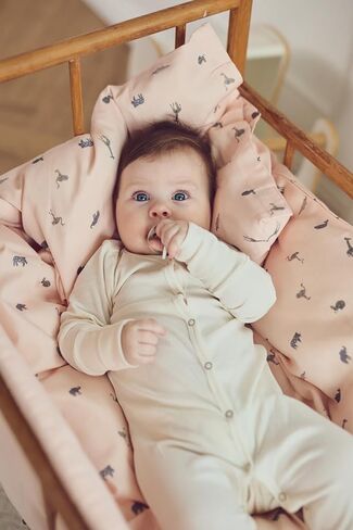 Müsli Organic Cotton Rib Bodysuit with Reversible Feet, Baby Sweater with Front Snap Closure, Warm Baby Bodysuit, Unisex Baby Clothes, Gentle for Baby's Skin (Balsam cream, 6-9M) in Saudi Arabia