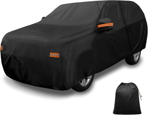 X AUTOHAUX Car Cover Outdoor Waterproof Sun Rain Snow Hail Protection with Left Side Door Zipper 210D-PU for Hyundai Santa Fe in Saudi Arabia