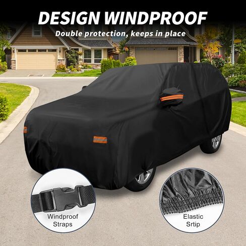 X AUTOHAUX Car Cover Outdoor Waterproof Sun Rain Snow Hail Protection with Left Side Door Zipper 210D-PU for Hyundai Santa Fe in Saudi Arabia