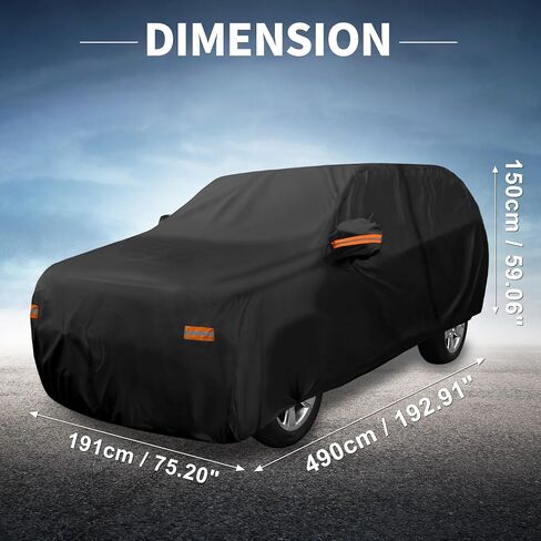 X AUTOHAUX Car Cover Outdoor Waterproof Sun Rain Snow Hail Protection with Left Side Door Zipper 210D-PU for Hyundai Santa Fe in Saudi Arabia