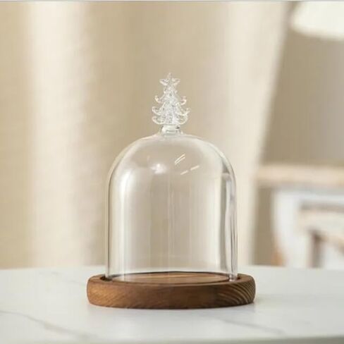 12 * 16cm Big Size Antique Base Different Top Glass Dome Vase Home Decoration Transparent Candle Cover Wedding Friend Favor Gift (1set Ball Dome Base) in Saudi Arabia