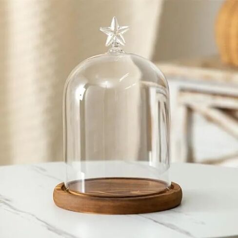 12 * 16cm Big Size Antique Base Different Top Glass Dome Vase Home Decoration Transparent Candle Cover Wedding Friend Favor Gift (1set Ball Dome Base) in Saudi Arabia