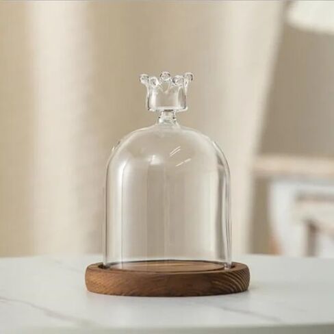 12 * 16cm Big Size Antique Base Different Top Glass Dome Vase Home Decoration Transparent Candle Cover Wedding Friend Favor Gift (1set Ball Dome Base) in Saudi Arabia