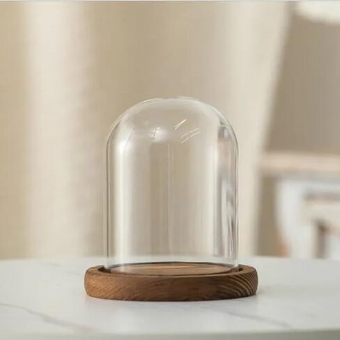 12 * 16cm Big Size Antique Base Different Top Glass Dome Vase Home Decoration Transparent Candle Cover Wedding Friend Favor Gift (1set Ball Dome Base) in Saudi Arabia