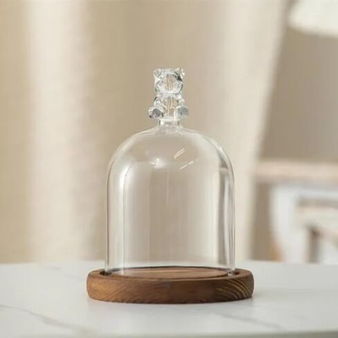 12 * 16cm Big Size Antique Base Different Top Glass Dome Vase Home Decoration Transparent Candle Cover Wedding Friend Favor Gift (1set Ball Dome Base) in Saudi Arabia