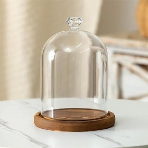 12 * 16cm Big Size Antique Base Different Top Glass Dome Vase Home Decoration Transparent Candle Cover Wedding Friend Favor Gift (1set Ball Dome Base) in Saudi Arabia