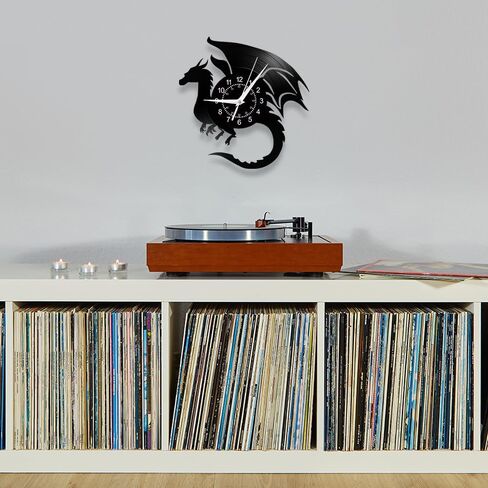 12 '' Flying Dragon Wall Clock 7 تغيير اللون ، السحر القديم Flying Angry Fantasy Dragon Vinyl Wall Clock LED LEG LIGH in Kuwait
