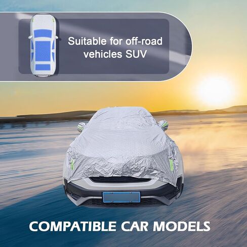 MLY 1 PC Car Cover Waterproof All Weather, 16.73Ft Cotton with Reflective Windproof Straps, All-Season Outdoor Protection Car Cover for Sedan, Sun Rain Snow Defense (Silver) in Saudi Arabia