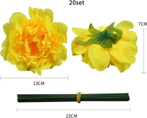 20pcs 5 "زهور الزهور الاصطناعية ، الفاوانيا الحريرية مع 6" السيقان ، والزهور المناسبة لباقات الزفاف ، ديكور الحفلات (القهوة) in Kuwait
