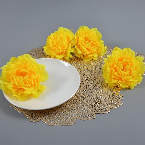 20pcs 5 "زهور الزهور الاصطناعية ، الفاوانيا الحريرية مع 6" السيقان ، والزهور المناسبة لباقات الزفاف ، ديكور الحفلات (القهوة) in Kuwait