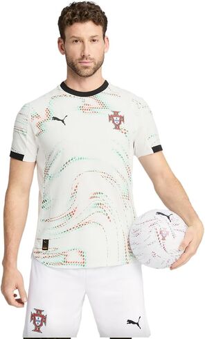 PUMA MENS PORTUGAL '25 Home Authentic Crew Neck Dece Short sercice Jersey Soilds - Red in Kuwait