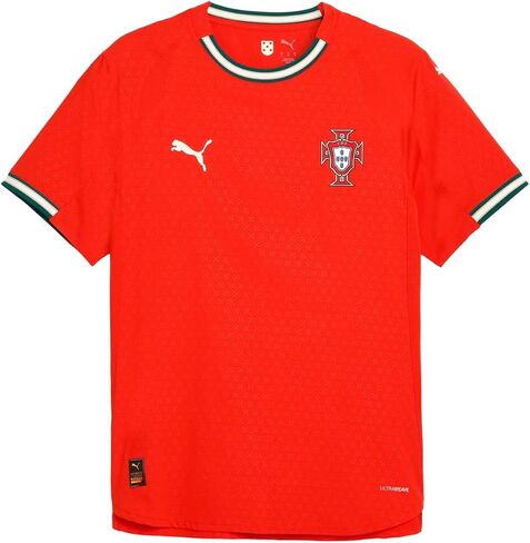 PUMA Mens Portugal '25 Home Authentic Crew Neck Short Sleeve Replica Jersey Soccer Cleats - Red in Saudi Arabia