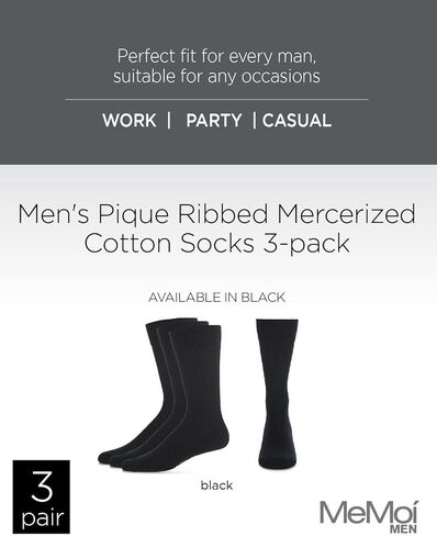 MeMoi Pique Men's Mercerized Cotton Socks 3-Pack in Saudi Arabia