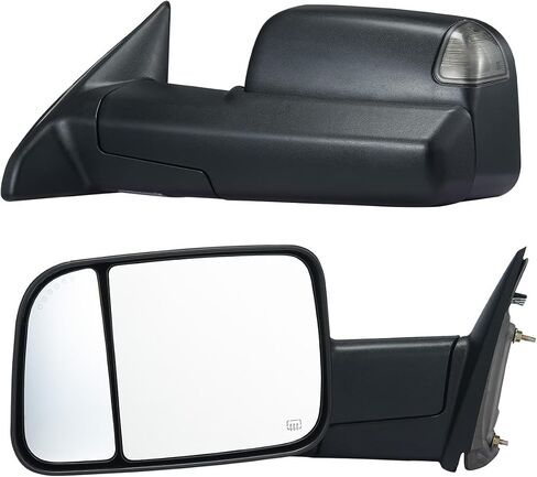 مرايا القطر Vevor ، الزوج الأيسر واليسرى المُعتزم على 2002-2008 Dodge RAM 1500 2500 3500 (طرز 2009 جزئية) ، يتم تسخين الطاقة مع ضوء الإشارة وضوء البركة ، والتحكم اليدوي القابل للطي ، الأسود in Saudi Arabia