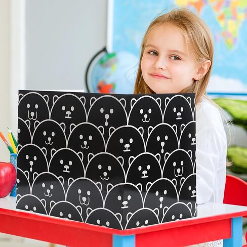 Crtiin 24 Pcs Privacy Boards Desk Privacy Folders Standard Privacy Board School Privacy Cardboard Board Desk Dividers for Student Desks Reduces Distractions Keep Eyes from Wandering (Bear) in Kuwait