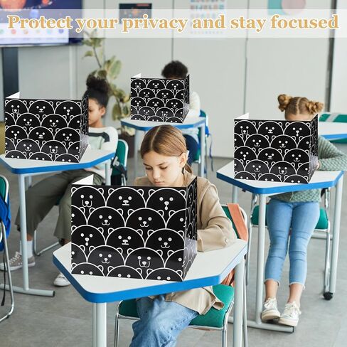Crtiin 24 Pcs Privacy Boards Desk Privacy Folders Standard Privacy Board School Privacy Cardboard Board Desk Dividers for Student Desks Reduces Distractions Keep Eyes from Wandering (Bear) in Kuwait