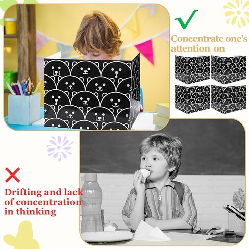 Crtiin 24 Pcs Privacy Boards Desk Privacy Folders Standard Privacy Board School Privacy Cardboard Board Desk Dividers for Student Desks Reduces Distractions Keep Eyes from Wandering (Bear) in Kuwait