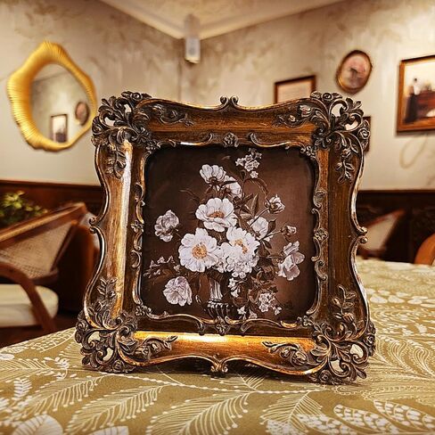 4x4 Small Vintage Picture Frame, Antique Bronze Gold Ornate Square Photo Frame, Wall Hanging or Tabletop Display, Decorative Floral Design Retro Home Decor, Photo Gallery Art in Kuwait