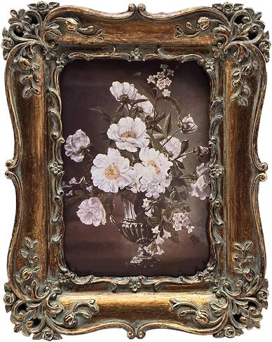 4x4 Small Vintage Picture Frame, Antique Bronze Gold Ornate Square Photo Frame, Wall Hanging or Tabletop Display, Decorative Floral Design Retro Home Decor, Photo Gallery Art in Kuwait