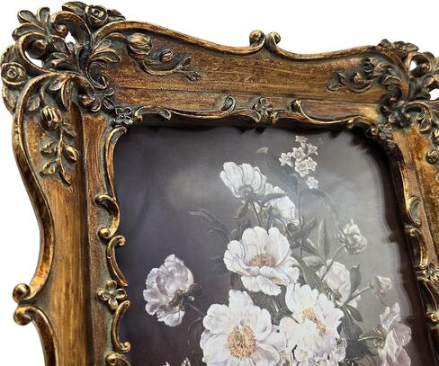 4x4 Small Vintage Picture Frame, Antique Bronze Gold Ornate Square Photo Frame, Wall Hanging or Tabletop Display, Decorative Floral Design Retro Home Decor, Photo Gallery Art in Kuwait