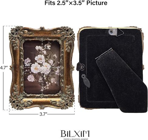 4x4 Small Vintage Picture Frame, Antique Bronze Gold Ornate Square Photo Frame, Wall Hanging or Tabletop Display, Decorative Floral Design Retro Home Decor, Photo Gallery Art in Kuwait