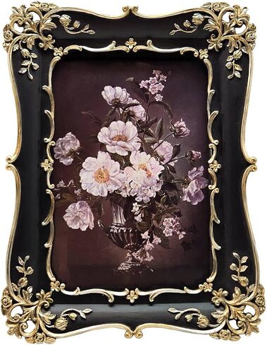 4x4 Small Vintage Picture Frame, Antique Bronze Gold Ornate Square Photo Frame, Wall Hanging or Tabletop Display, Decorative Floral Design Retro Home Decor, Photo Gallery Art in Kuwait