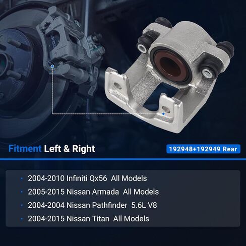 Autoround 192948 192949 Rear Brake Caliper without Bracket Assembly Compatible with Nissan Armada 2005-2015/ Pathfinder Armada 2004/ Titan 2004-2015, Infiniti QX56 2004-2010, Driver Passenger Side in Saudi Arabia