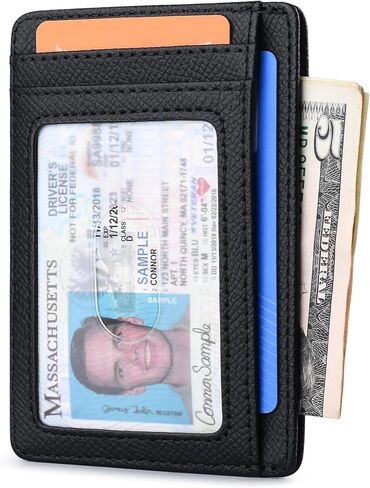 Buffway Slim Minimalist Front Pocket RFID Blocking Leather Wallets for Men and Women in Kuwait