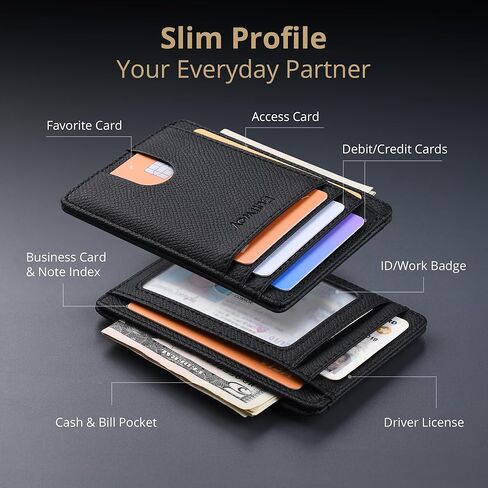 Buffway Slim Minimalist Front Pocket RFID Blocking Leather Wallets for Men and Women in Kuwait