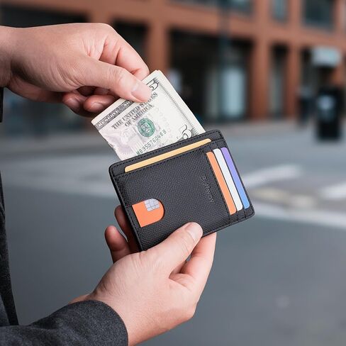 Buffway Slim Minimalist Front Pocket RFID Blocking Leather Wallets for Men and Women in Kuwait