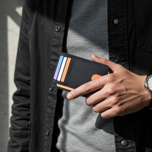 Buffway Slim Minimalist Front Pocket RFID Blocking Leather Wallets for Men and Women in Kuwait