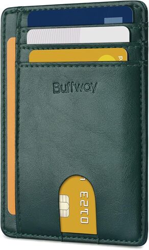 Buffway Slim Minimalist Front Pocket RFID Blocking Leather Wallets for Men and Women in Kuwait