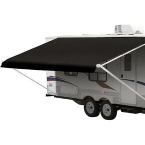 Shade Pro RV استبدال النسيج المظلة | الفينيل الممتاز الممتاز (18 '[Fabric 17' 2 "] ، أسود صلب) Camper Shade Phinning Canopy in Saudi Arabia