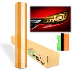ezauto التفاف مجموعة أدوات مجانية 12 "x60" (1ft × 5ft) مصباح الأمامي البرتقالي اللامع المصباح الخليط الخفيف الخفيف علامة الفينيل اللثافة اللاصقة الذاتية in Kuwait