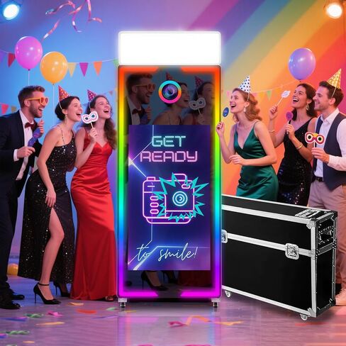 Magic Mirror Photo Booth 65" with Camera and Printer,32'' Interactive Touch Screen Mirror Photo Booth with RGB Mood Light,Instant Printing and Share for Professional Party Photography in Saudi Arabia