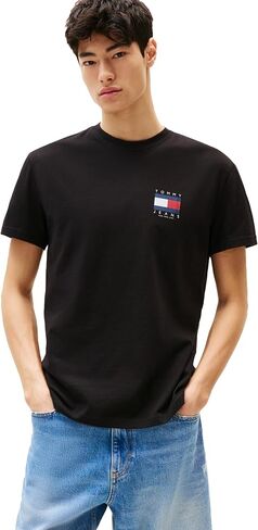 Tommy Jeans Men's Short Sleeve Cotton Graphic T-Shirts with Printed Flag Design in Saudi Arabia