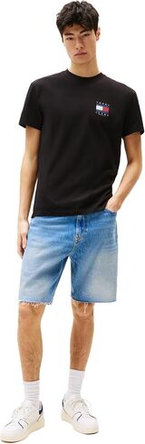 Tommy Jeans Men's Short Sleeve Cotton Graphic T-Shirts with Printed Flag Design in Saudi Arabia
