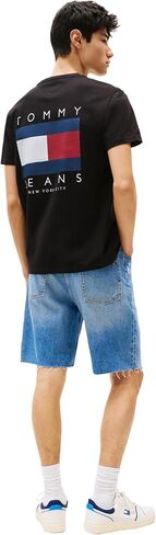 Tommy Jeans Men's Short Sleeve Cotton Graphic T-Shirts with Printed Flag Design in Saudi Arabia