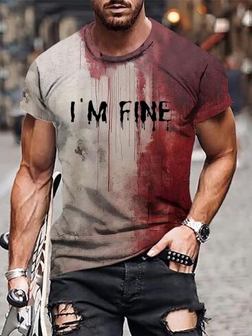 Problem Solved Bloody Shirt I'm Fine Tshirt Halloween T-Shirt for Men and Women in Saudi Arabia
