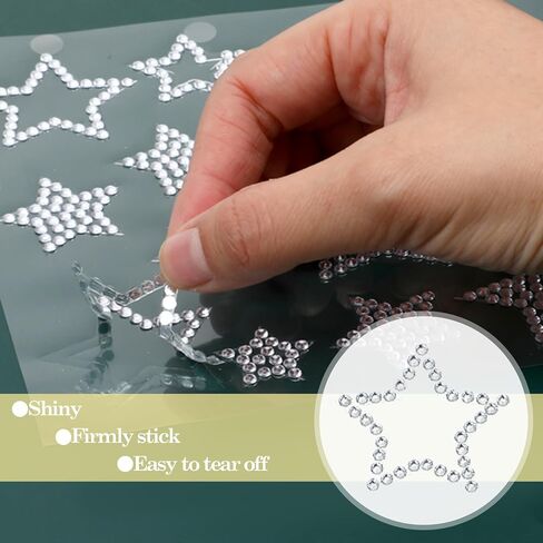 4 Sheets Rhinestone Star Stickers Self Adhesive Diamond Car Stickers Glitter Silver Star Sticker for Handicrafts Laptop Cups Cars Rooms Phone Luggage Decoration in Saudi Arabia