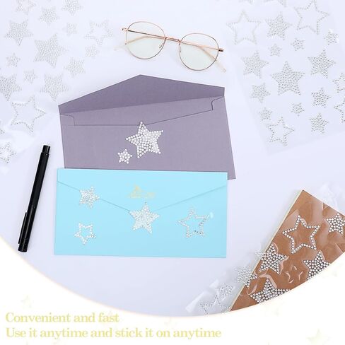 4 Sheets Rhinestone Star Stickers Self Adhesive Diamond Car Stickers Glitter Silver Star Sticker for Handicrafts Laptop Cups Cars Rooms Phone Luggage Decoration in Saudi Arabia