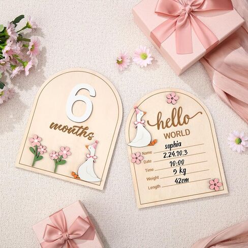 Baby Monthly Milestone Cards with Coquette Bow Wooden Monthly Milestone Discs Wooden Monthly Milestone Discs to Document Your Baby's Growth Newborn Gift for Girl and Boy in Saudi Arabia