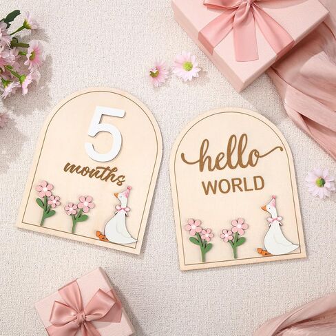 Baby Monthly Milestone Cards with Coquette Bow Wooden Monthly Milestone Discs Wooden Monthly Milestone Discs to Document Your Baby's Growth Newborn Gift for Girl and Boy in Saudi Arabia