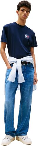 Tommy Jeans Men's Short Sleeve Cotton Graphic T-Shirts with Printed Flag Design in Saudi Arabia